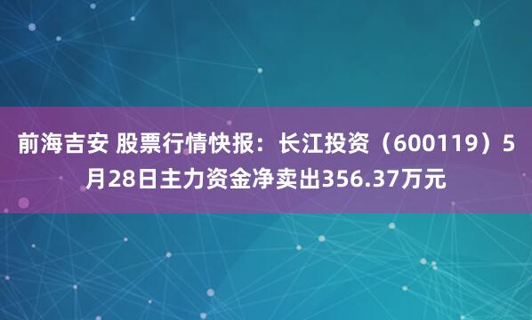 前海吉安 股票行情快报：长江投资（600119）5月28日主力资金净卖出356.37万元